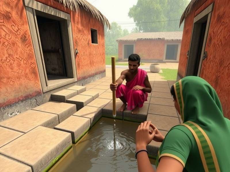 Bharatiya Coop Challenges - Gameplay Screenshot with Watermark Bharatiya Coop Challenges gameplay showing villagers working together on a community water conservation project